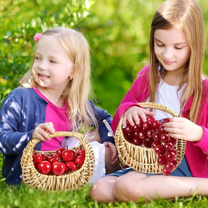 Taiyin 12 Pack Rattan Flower Girl Basket Small Half Moon Straw Wicker Basket - Image 6