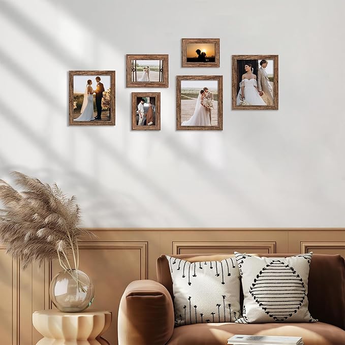 8x10 Picture Frame Set of 4, High Definition Glass Brown Frame, 8 x 10 Wood - Image 2