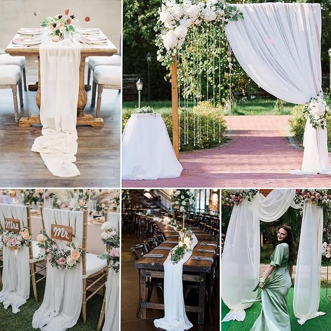 8 Panels Wedding Arch Draping Fabric 28" x 20Ft Wedding Arch Drapes Chiffon - Image 5