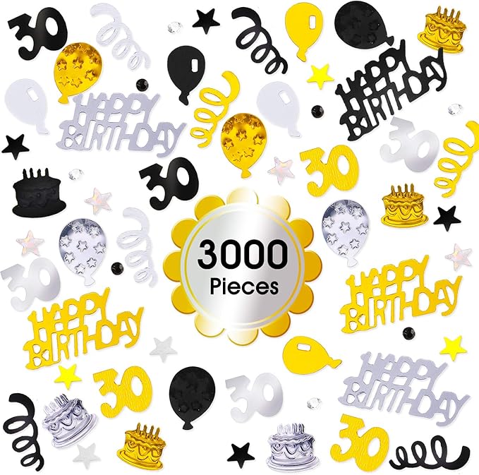 3000 Pieces 30th Birthday Confetti Number Foil Balloon 30 Table Confetti - Image 4
