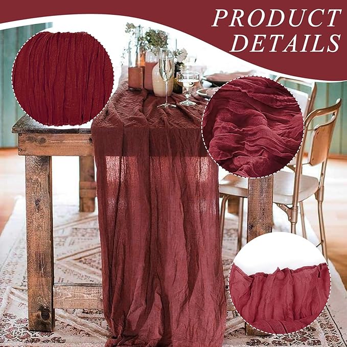 6 Pack Cheesecloth Table Runner 10Ft Christmas Gauze Boho Table Runners - Image 3