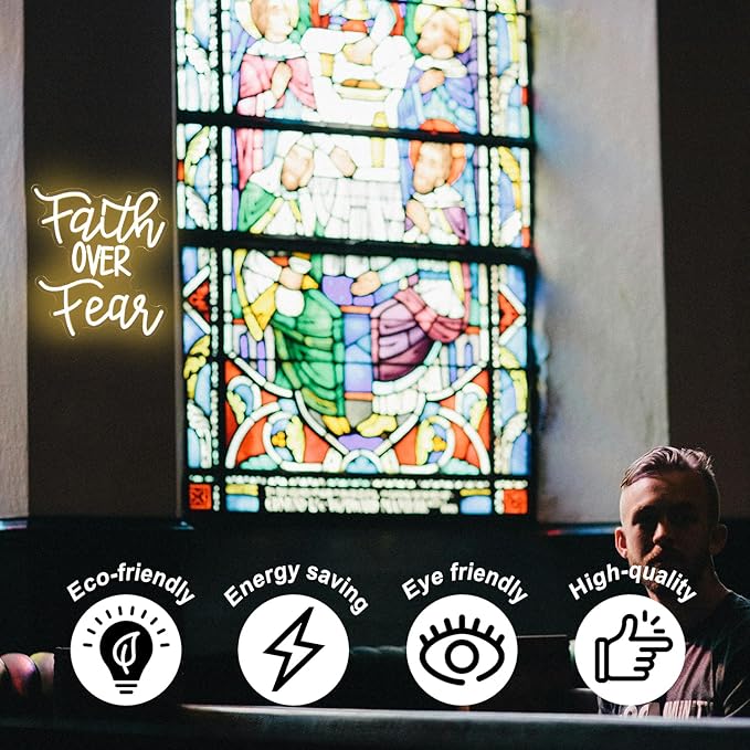 Faith Over Fear Neon Sign Jesus Neon Light Christian LED Signs - Image 4