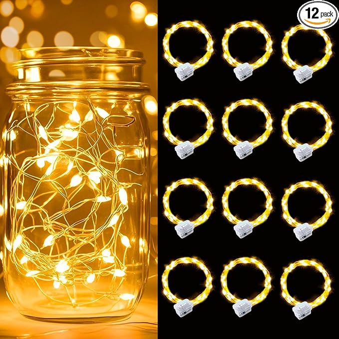 pozzolanas 12 Pack Warm White Battery Operated String Lights - 7ft Waterproof by pozzolanas