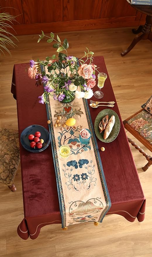 patdrea Designer Casual Wild Floral Velvet Table Runner 102 Inch Long, - Image 9