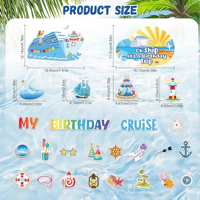 26 Pcs Birthday Cruise Door Decorations Magnetic, Funny Cruise Ship Sea - Image 3
