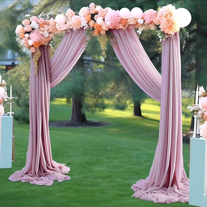 Arch Drapes for Wedding Arch Draping Fabric Dusty Rose Sheer Backdrop Curtain - Image 8