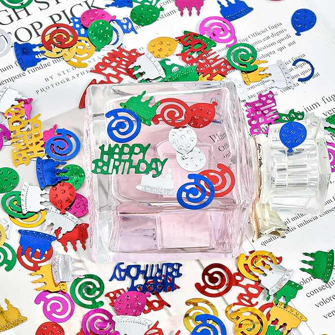 VHUWE Happy Birthday Confetti, 1.6 oz Multicolor Cake Balloon Swirl Confetti - Image 4