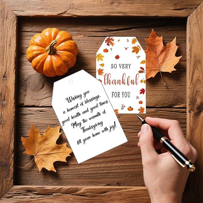 50Pcs Fall Thankful for You Tags, 3.3x2.1 Inch Thanksgiving Gift Tags - Image 4