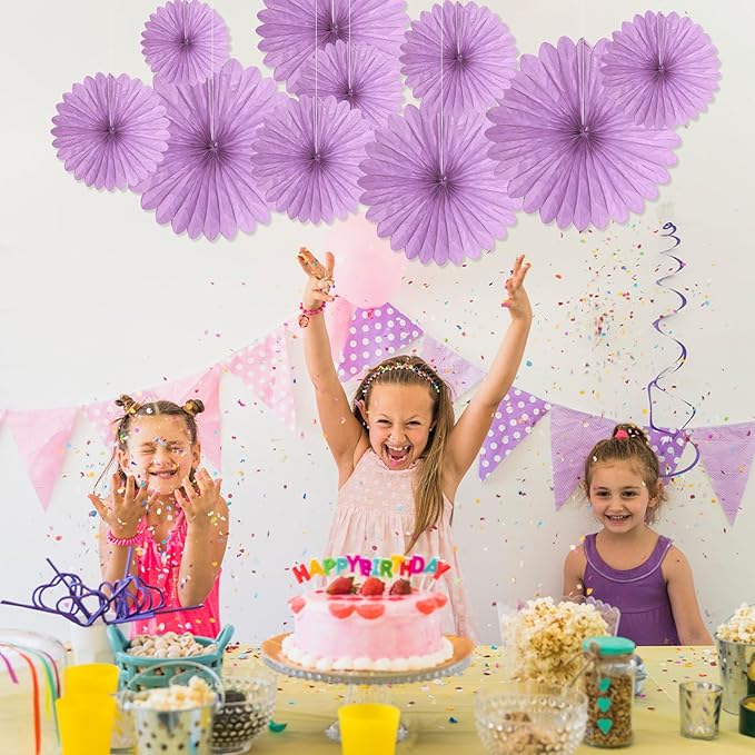 20 Pcs Light Purple Hanging Paper Fan, Hanging Honeycomb Round Paper Fans - Image 5