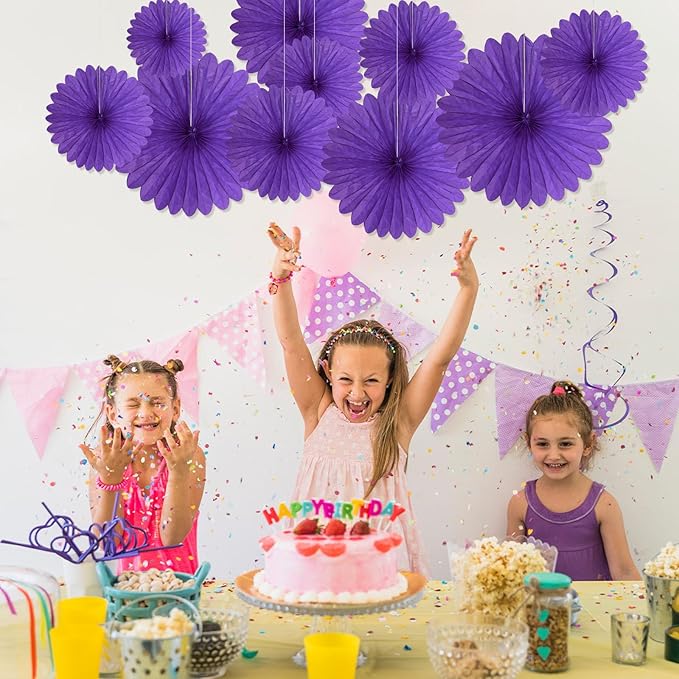 20 Pcs Deep Purple Hanging Paper Fan, Hanging Honeycomb Round Paper Fans - Image 5