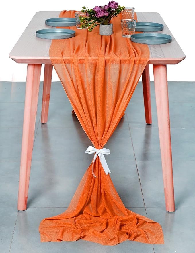 MDS 15 Pack 10ft Chiffon Table Runner 29 x 120 Inches Sheer Wedding Runner - Image 7