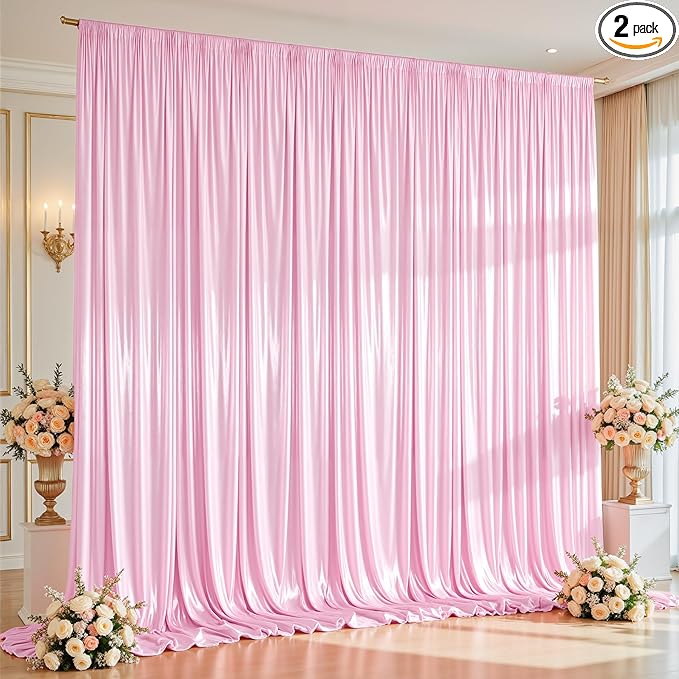 10x10 ft Pink Glitter Backdrop Curtain or Parties, Wrinkle Free Glitter Photo by Partisky