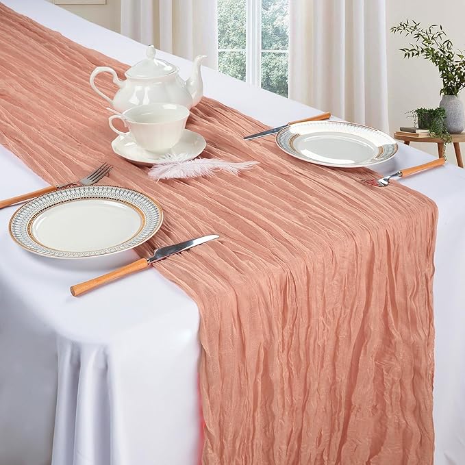 12 Pack Peach Cheesecloth Table Runner 10ft Boho Gauze Fabric Cheese Cloth - Image 3