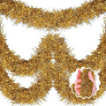 50 Feet Champagne Gold Christmas Tinsel Garland, Metallic Foil Twist Banner by LANTIANCHEN