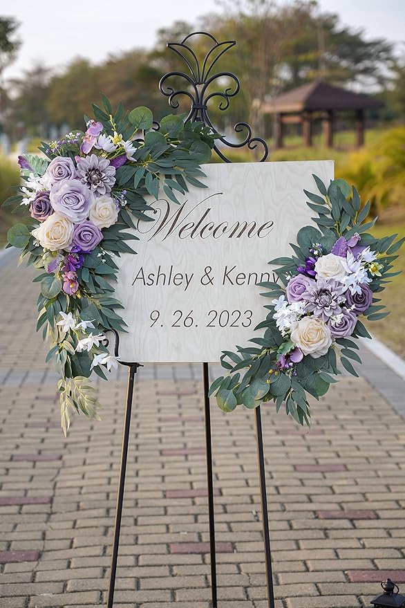 ponatia Wedding Arch Flowers, Artificial Purple Flowers - Image 2