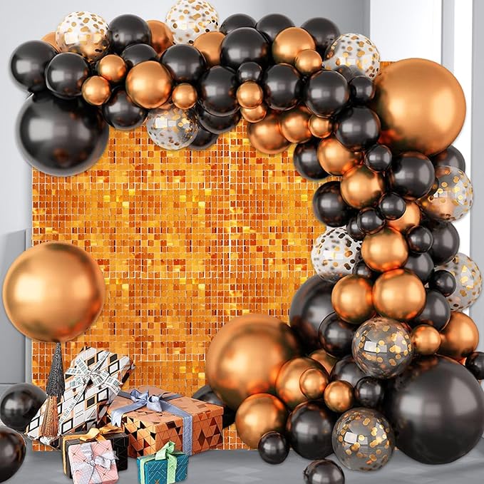12PCS Orange Shimmer Wall Backdrop, Square Sequin Photo Backdrops Panel - Image 3