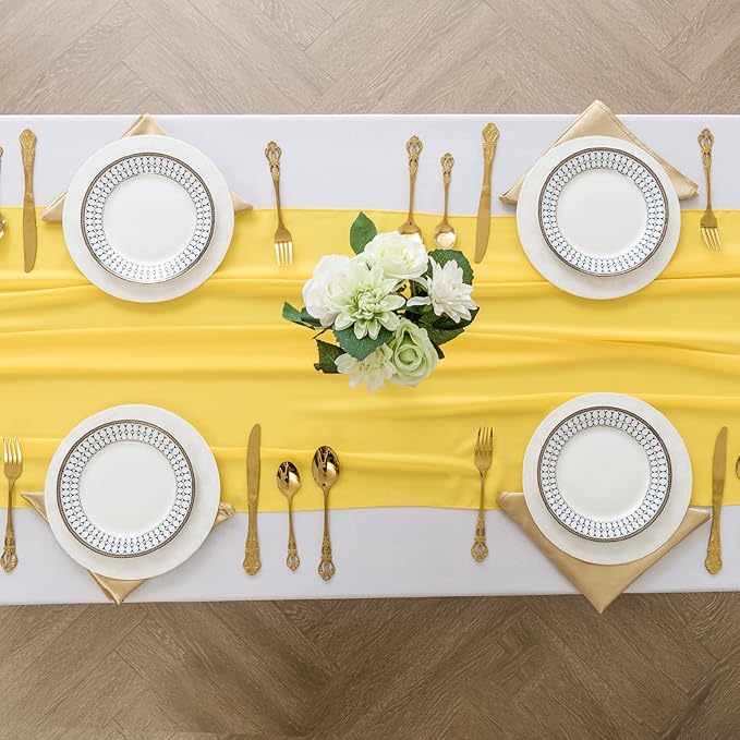 12Pack 9ft Chiffon Table Runner 14x108 Inch Sheer Romantic Table Runner - Image 3