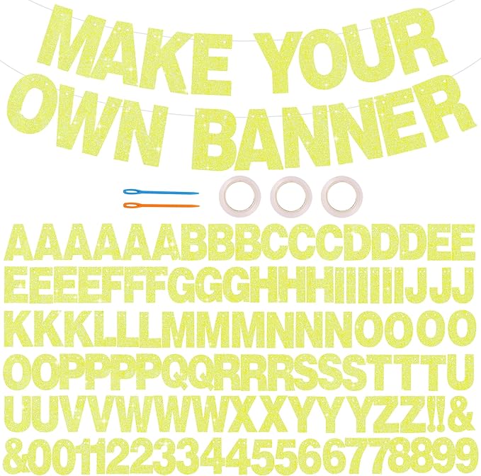 BEISHIDA 116 PCS Glitter Color Yellow DIY Letter Banner Kit Make Your Own by Beishida