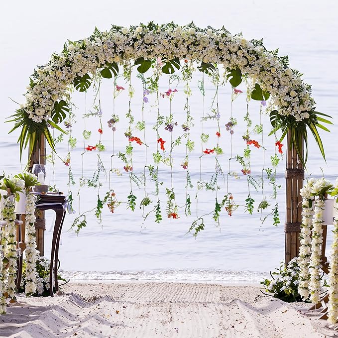 Yunlly 8 Pcs Artificial Flowers Hanging Decoration 6ft Faux Wildflower Vines - Image 2