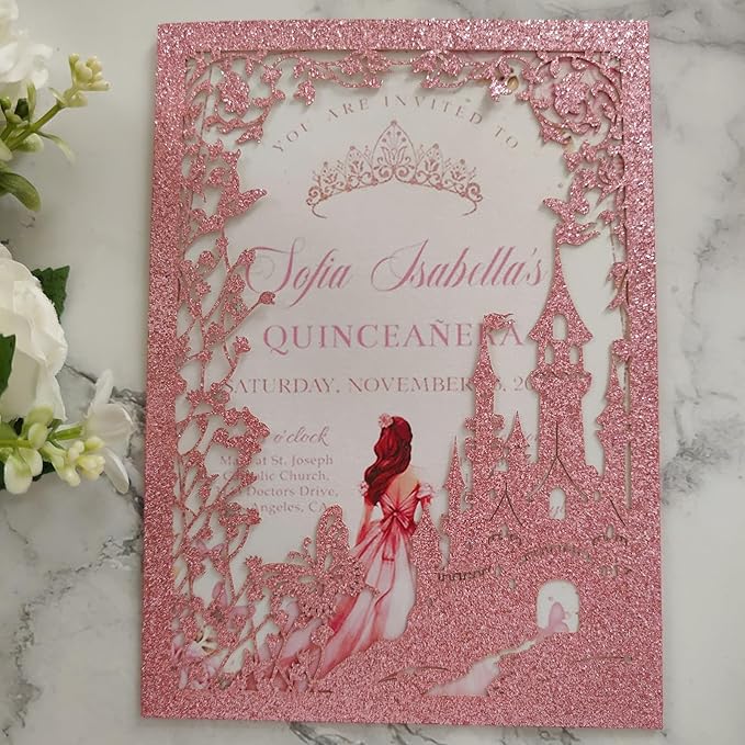 20PCS Castle Pocket Invitations, Quinceanera Invitations - Image 4