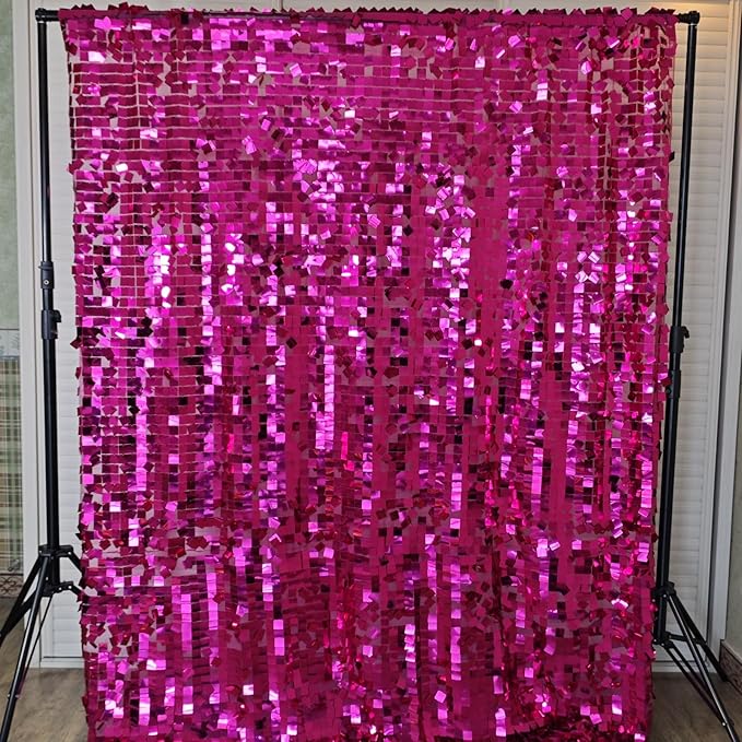 Hot Pink Square Sequin Backdrop 8ft * 8ft 1 Panel, Shimmer Wall Backdrop - Image 5