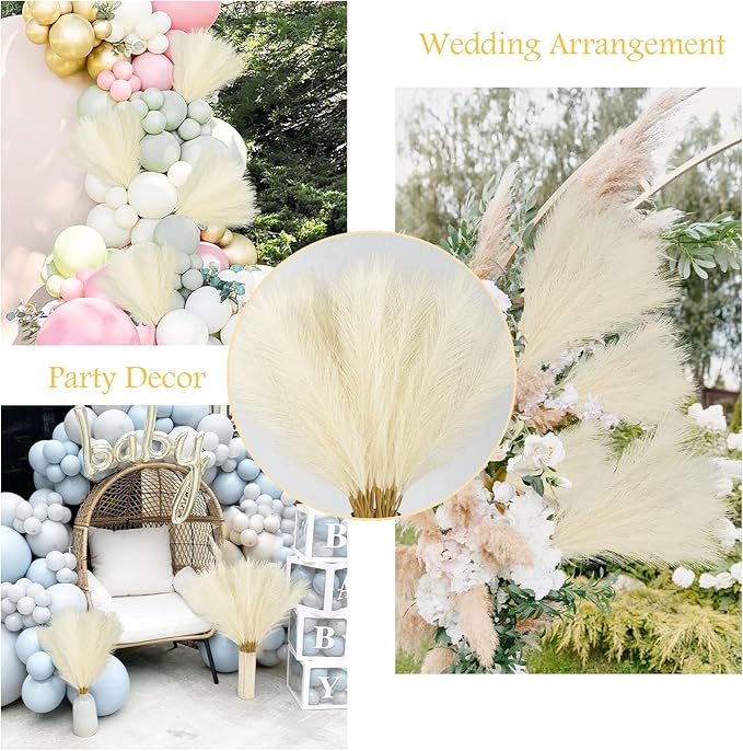 50PCS Faux Pampas Grass, 21.6" Short Artificial Pompous Grass Floral Fake - Image 3