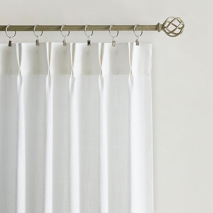 Vision Home White Pinch Pleated Semi Sheer Curtains Textured Light Filtering - Image 7