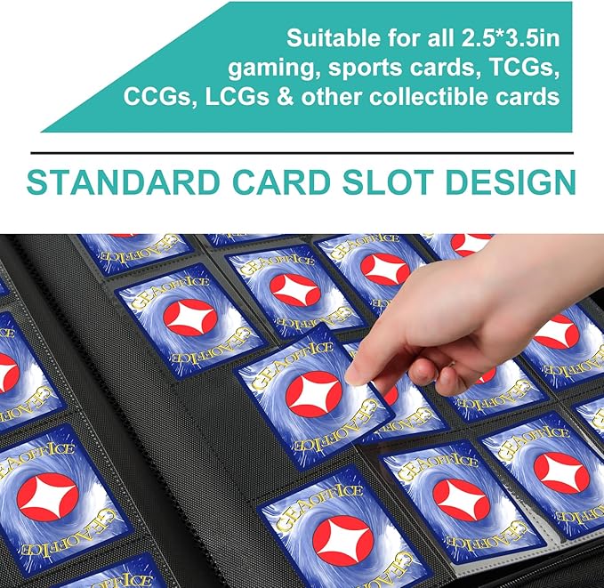 GEAoffice Premium 1000 Trading Card Binder, Large Side Loading 16 Pocket Card - Image 4