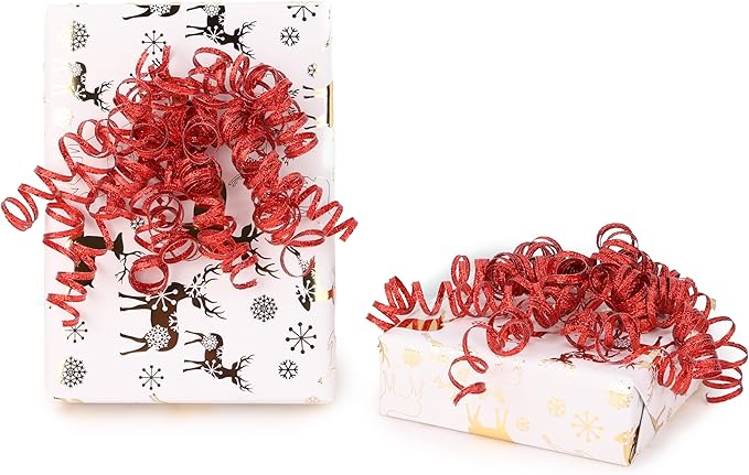6" Metallic Red Christmas Curly Ribbon Bows - Image 5