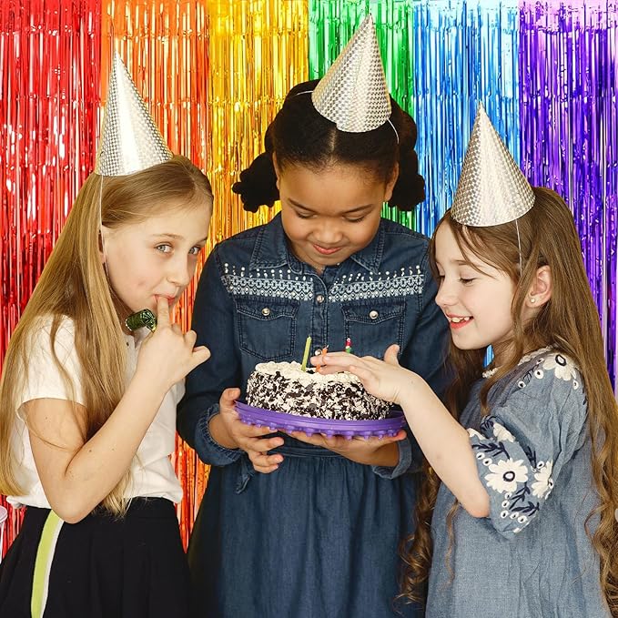 10 Pack Rainbow Backdrop Curtain 3.2ft x 8.2ft Metallic Tinsel Foil Fringe - Image 5
