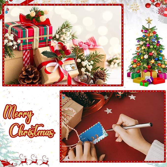 Zonon 720 Pieces Self Adhesive Christmas Gift Tag Xmas Kraft Name Tags Natural - Image 7