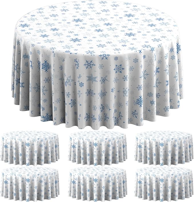 6 Pieces Christmas Snowflake Plastic Party Tablecloth Decorations, Disposable by JectivsPartyDecorations