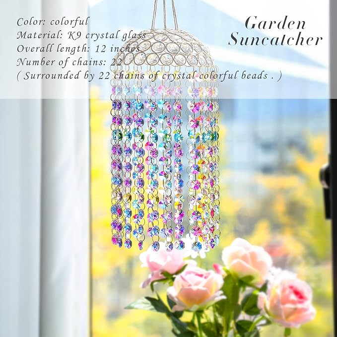 Crystal Suncatchers Window Hanging Wind Chime Garden Porch Home Wedding Party - Image 2