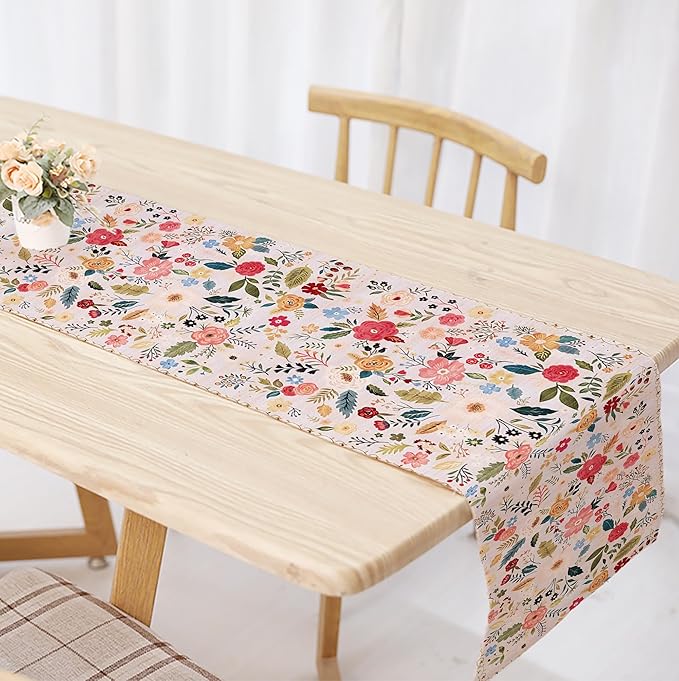 OYIMUA Boho Floral Summer Table Runner 13 x 72 Inches Colorful Flower Runners - Image 3