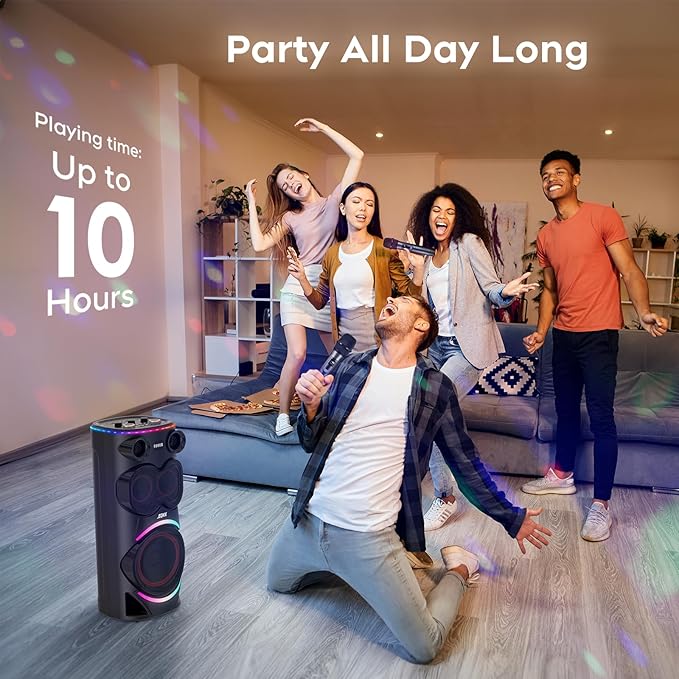 25.9''Karaoke Machine with Two Wireless Microphones and Dynamic Party Lights - Image 4