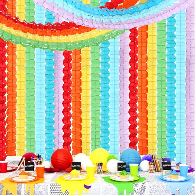 Rainbow Red-Orange Green-Blue Purple Streamers Garland - Image 2
