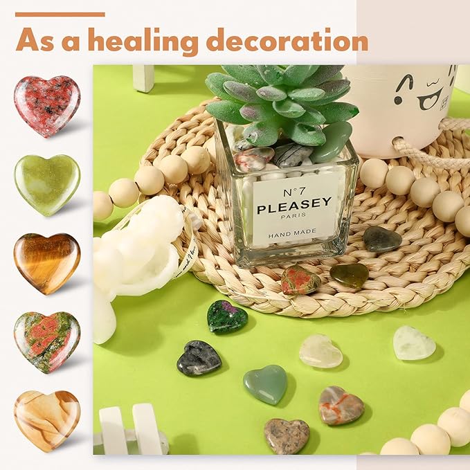 Nuenen 40 Pcs 0.8 Inch Worry Stone Bulk Crystals Heart Shaped Rock Tiny - Image 4