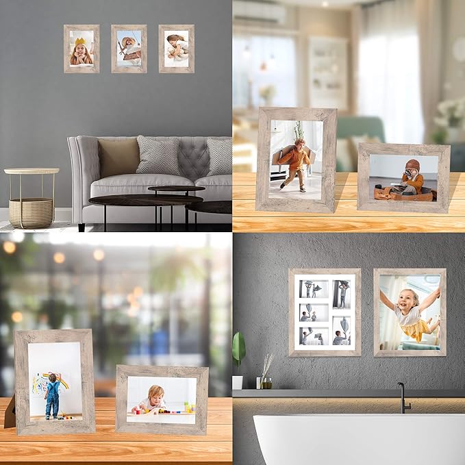 8x10 Picture Frame Set of 4, Smoke Gray Frame - Image 7