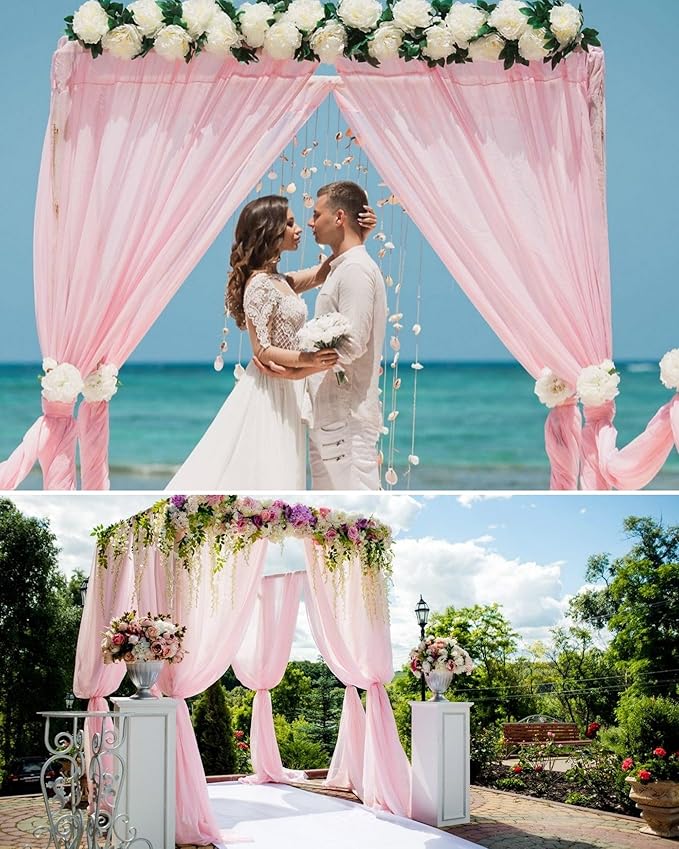 4 Panels Wedding Arch Draping Fabric 28" x 20Ft Wedding Arch Drapes Chiffon - Image 4