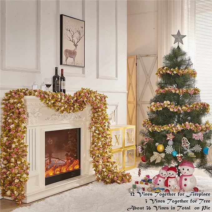 6 Pcs x 8.2 ft Flower Garland Artificial Rose Vine Flowers - Image 4