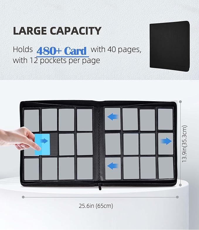 12 Pockets Premium Card Binder 480 Cards Trading Card Binders Side Load Card - Image 2