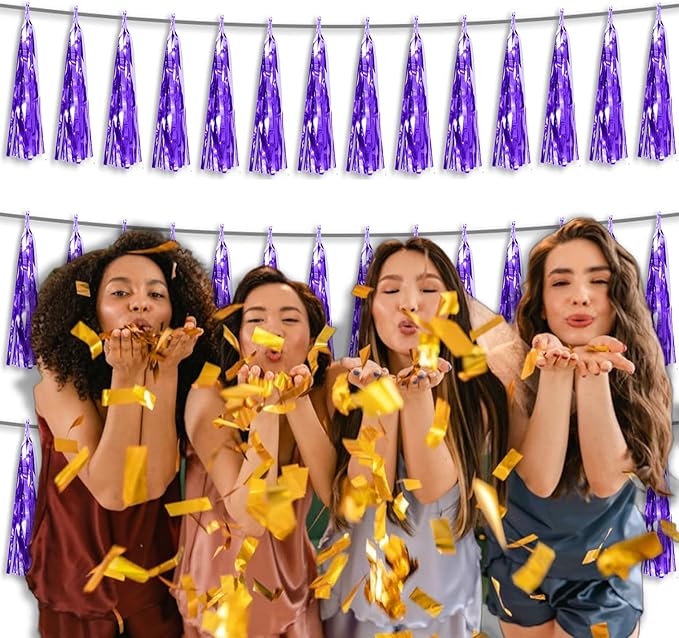 3P Metallic Fringe Tassel Banner Garland Foil Tinsel Streamer Wall Hanging - Image 6