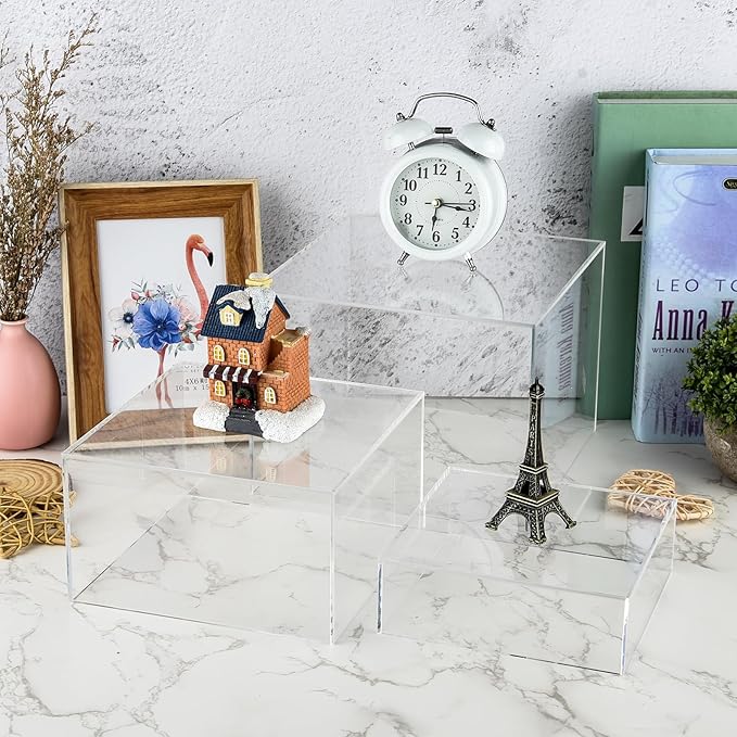3Pcs Clear Buffet Risers Acrylic Boxes Display Food Risers - Image 6