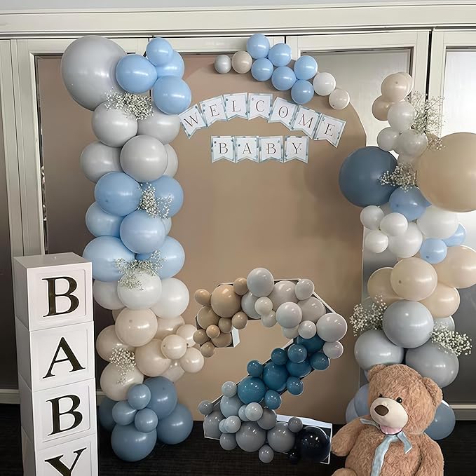 Dusty Blue Balloon Arch Kit 139Pcs Slate Blue Grey Balloons Garland Neutral - Image 4