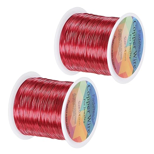 2-Rolls 0.4mm Jewelry Wire, 26 Gauge 328FT Craft Wire Copper Beading Wire by MMETERXITY