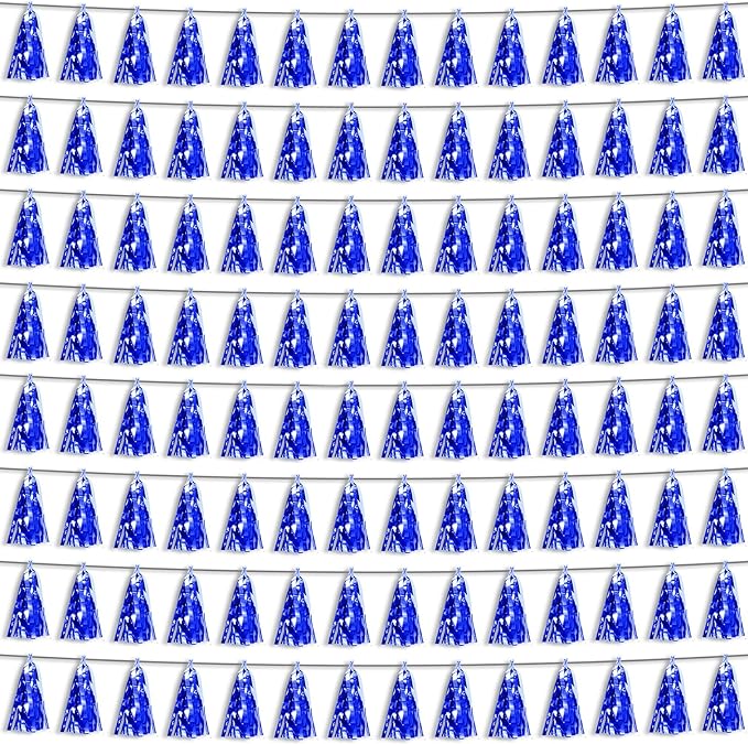 8P Blue Foil Fringe Metallic Tassel Streamers Banner Tassel Garland by HYSILLA