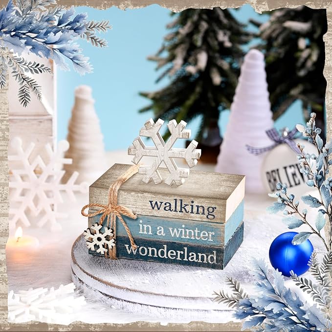4 Pcs Christmas Table Decorations Winter Snowflake Tiered Tray Decorations - Image 4