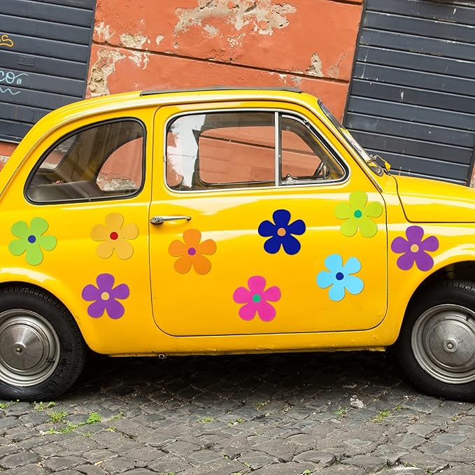 Kingdder 48 Pieces Retro Flower Car Magnets Decorations Refrigerator Decals 60s - Image 4