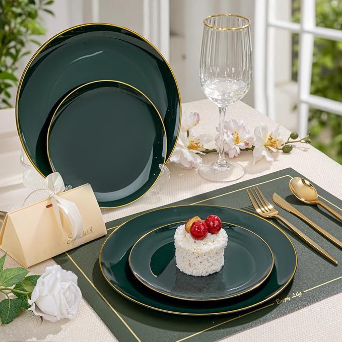 bUCLA 200PCS Green Plastic Plates - Image 3