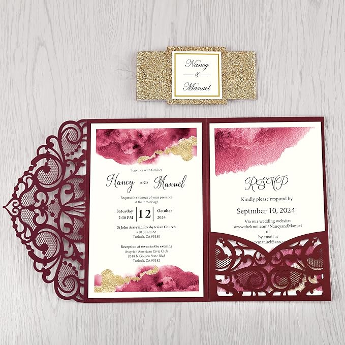 DORIS HOME 50PCS Laser Cut Wedding Invitations - Image 8